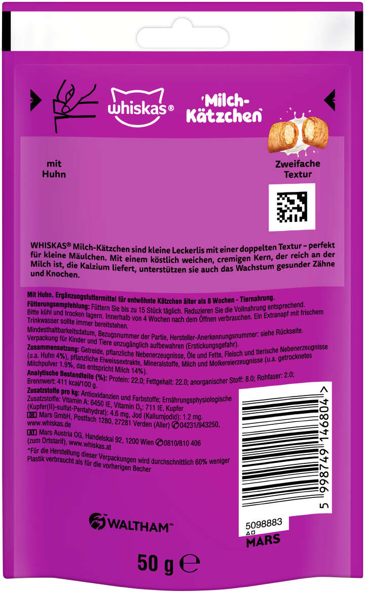 whiskas Milch-Kätzchen mit Huhn Junior 2-12 Monate